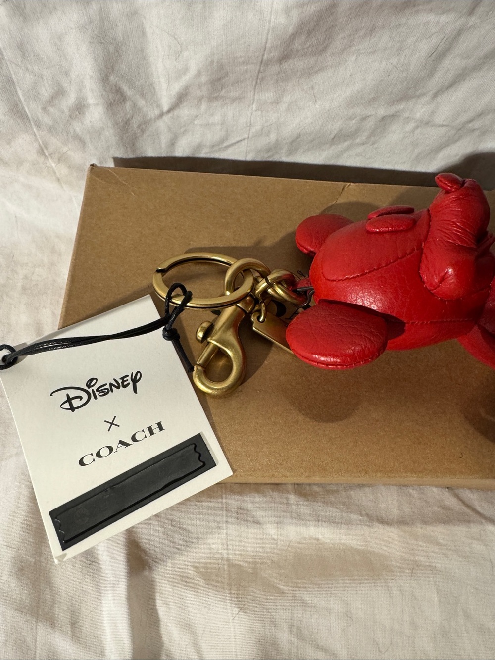 NWT Disney X Coach Red Leather Mickey Mouse Bag Charm - Picture 5 of 7